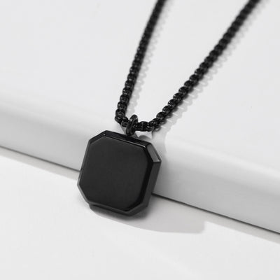 Olivenorma Square Pendant Men Long Sweater Chain Necklace