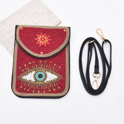 Olivenorma Bohemian Beaded Evil Eye Hamsa Mobile Phone Bag