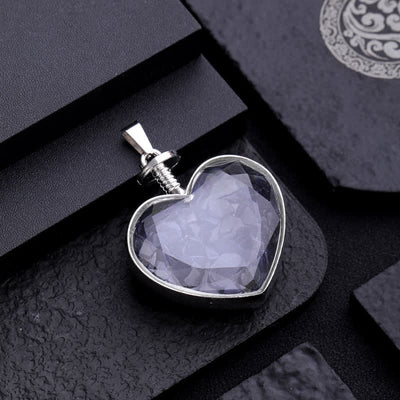 Olivenorma Natural Colorful Gravel Heart Glass Pendant Necklace