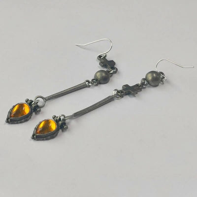 Olivenorma Tribe Water Drop Amber Stone Earrings