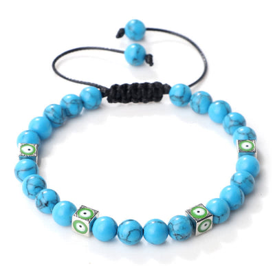 Olivenorma Natural Crystal Beaded Evil Eye Braided Bracelet