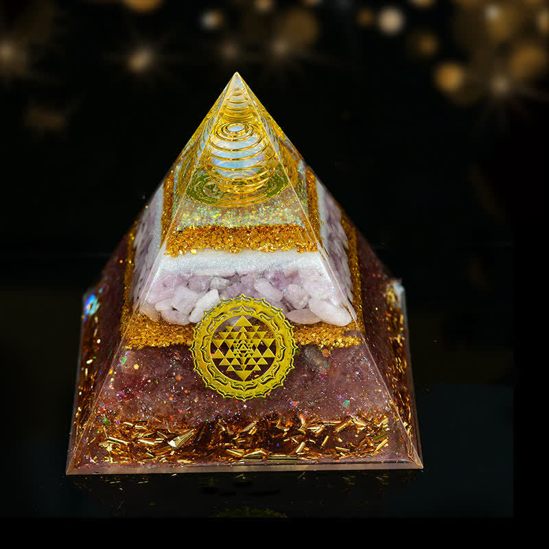 Olivenorma 10cm Good Luck Natural Crystal Ball Orgone Pyramid