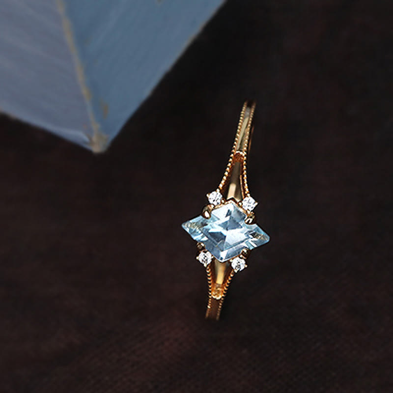 Olivenorma Aquamarine White Zircon Diamond Ring