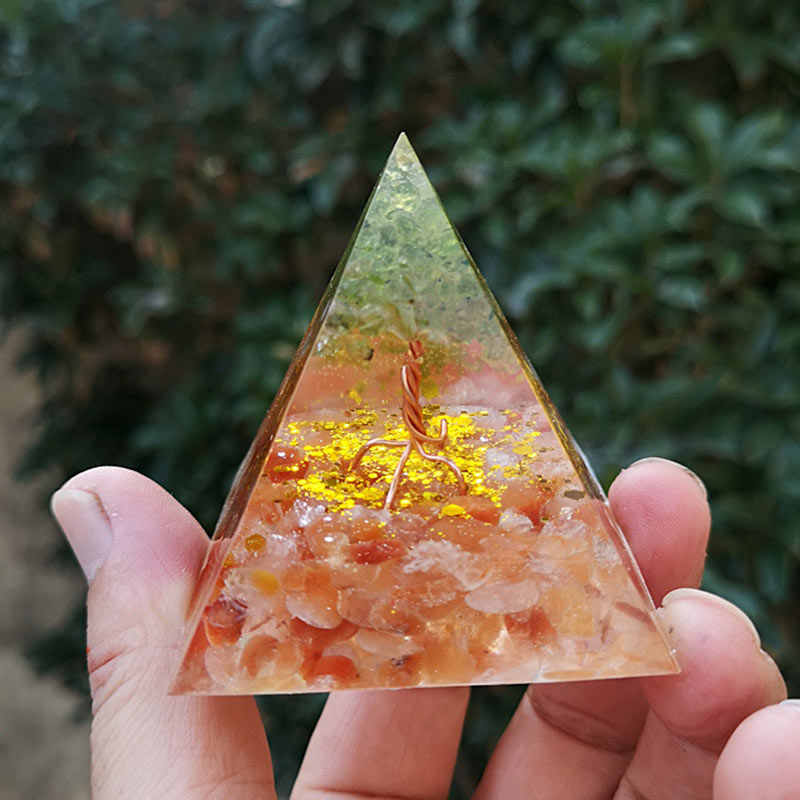 Olivenorma Sun Stone Peridot Tree Of Life Orgone Pyramid