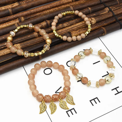 Olivenorma Bohemian Leaf Pendant Accessories Multilayer Bracelet Set