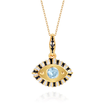 Olivenorma Stainless Steel Colorful Evil Eye Zircon Pendant Necklace