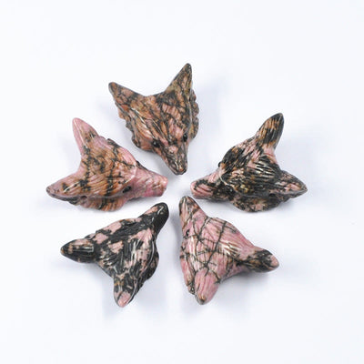 Olivenorma Natural Crystal Carved Wolf Head Accessory Gemstone Decoration - Rhodonite - image 9