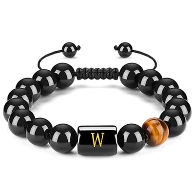 Olivenorma Tiger Eye With Black Onyx Healing Letter Bracelet