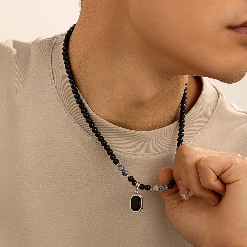 Olivenorma Black Onyx Natural Stone Beads Men Necklace