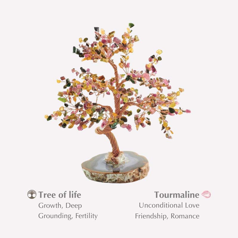 Olivenorma Tourmaline Feng Shui Tree With White Crystal Base