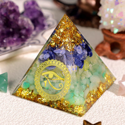 Olivenorma Blue Green Aventurine Peridot Eye Of Horus Orgone Pyramid