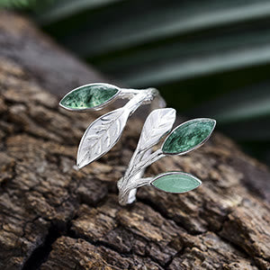 Olivenorma S925 Silver Marquise Shape Open Leaf Ring