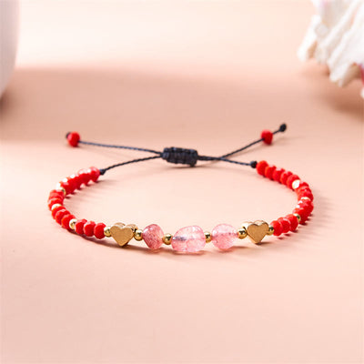 Olivenorma Irregular Natural Gravel Love Beaded Braided Bracelet