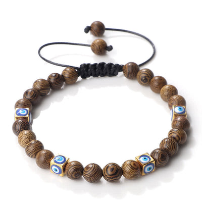 Olivenorma Natural Crystal Beaded Evil Eye Braided Bracelet