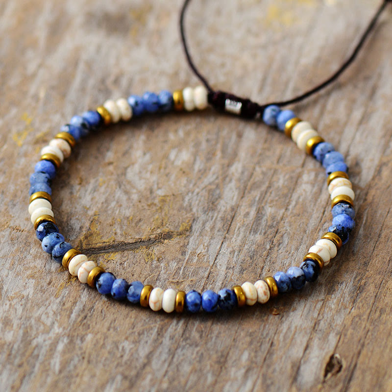 Olivenorma Vibrant Sodalite Turquoise Beads Braided Bracelet