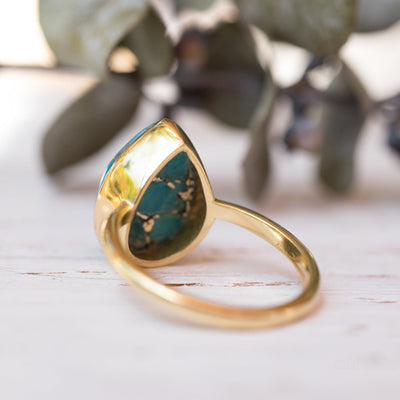 Olivenorma Copper Turquoise Tear Drop Ring