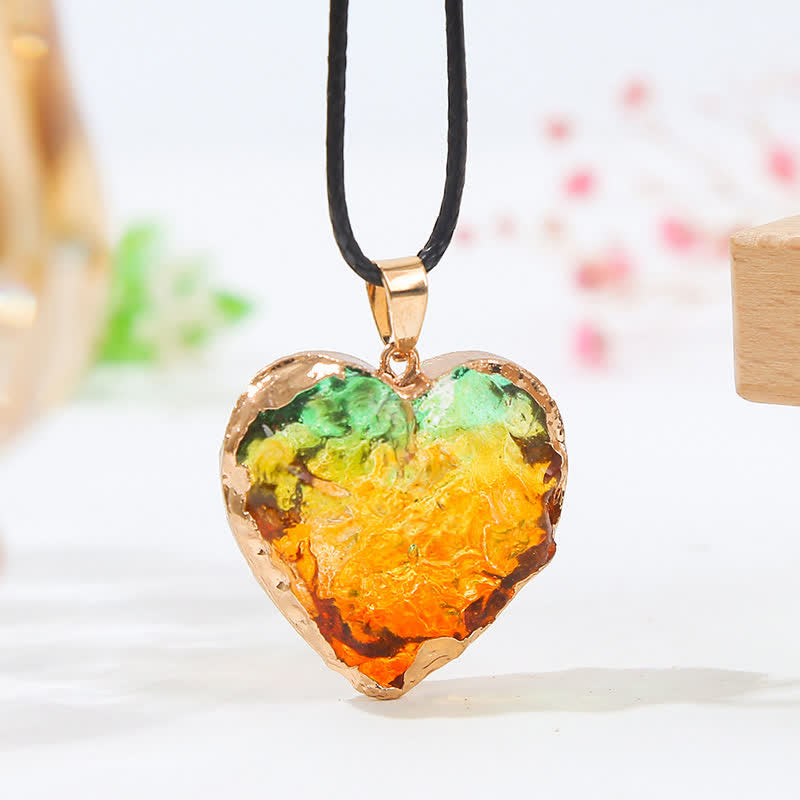 Creative Heart Crystal Fluorite Necklace