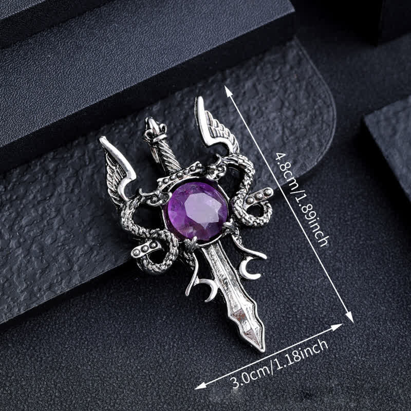 Olivenorma Natural Stone Flying Dragon Sword Pendant Necklace