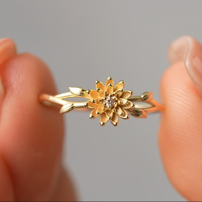 Olivenorma Dainty Statement Birth Flower Gold Ring