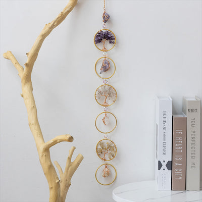 Olivenorma Crystal Tree of Life 6 Rings Wall Decor Ornament