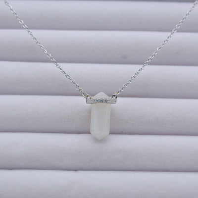 Olivenorma Hexagon Clear Quartz Silver Rose Gold Necklace