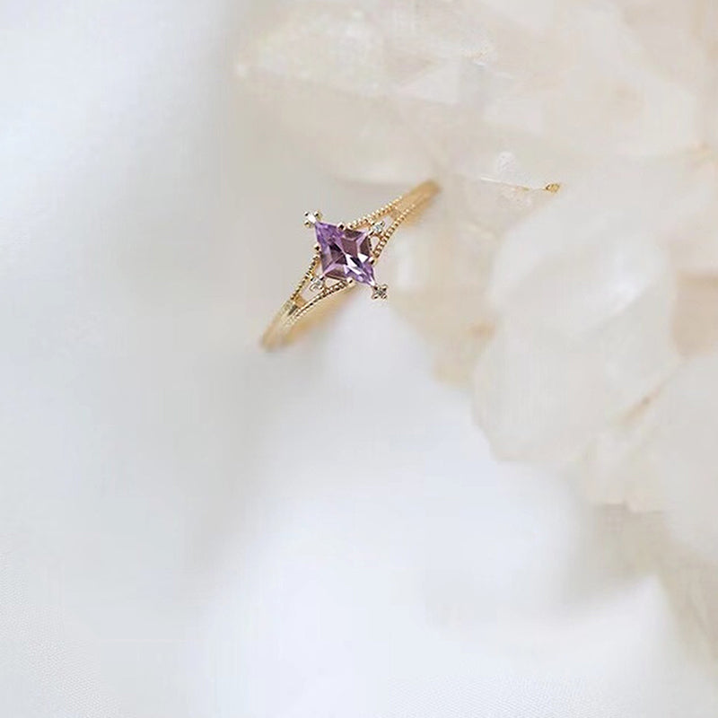 Olivenorma Blue Topaz Amethyst Healing Starburst Ring