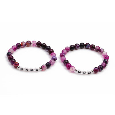 Olivenorma "MOM" Purple Agate Beaded Bracelet