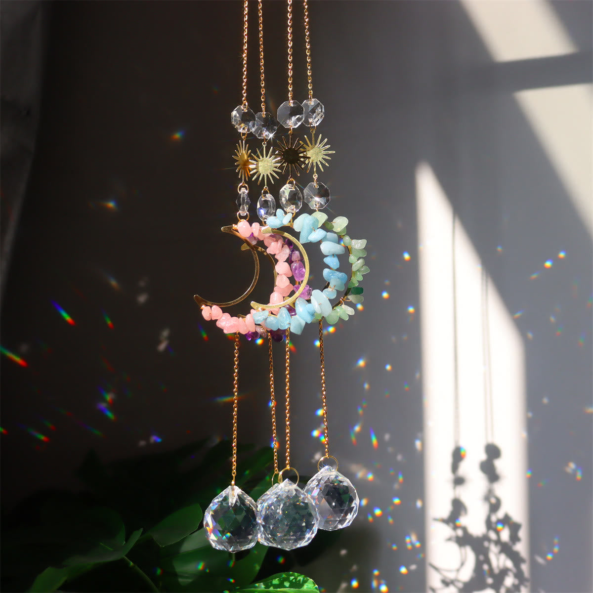 Olivenorma Moon Suncatcher Wall Hanging Wind Chime