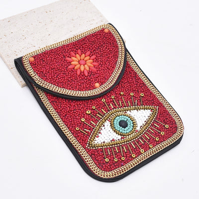 Olivenorma Bohemian Beaded Evil Eye Hamsa Mobile Phone Bag