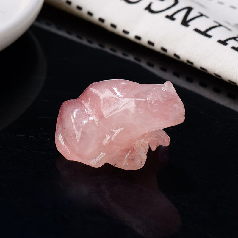 Olivenorma Serene Spirit Gemstone Frog Gemstone Decoration - Rose Quartz - With Card - image 9