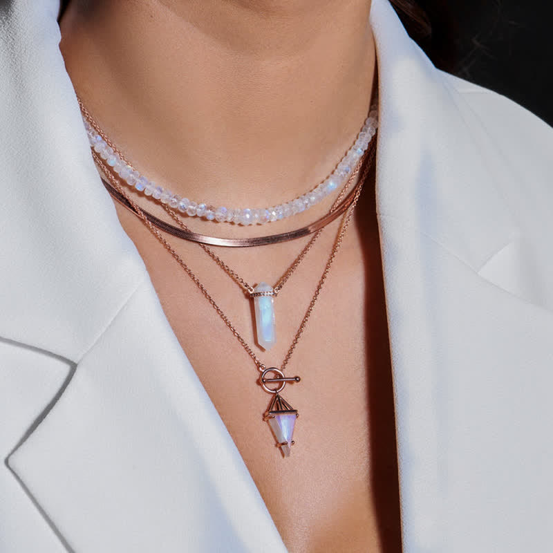 Olivenorma Triangle Moonstone T-Buckle Necklace