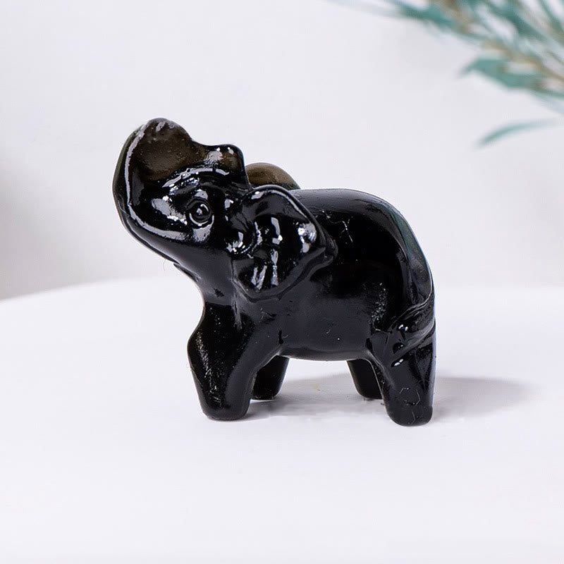 Olivenorma Natural Crystal Elephant Carving Ornament Gemstone Decoration