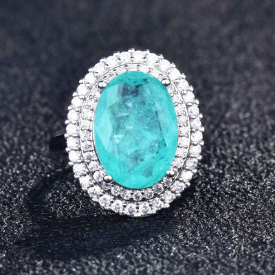 Olivenorma Various Paraiba Tourmaline Simulated Diamond Adjustable Ring