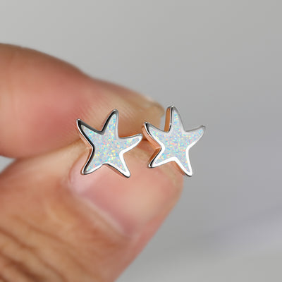 Olivenorma Blue Opal Starfish Earrings