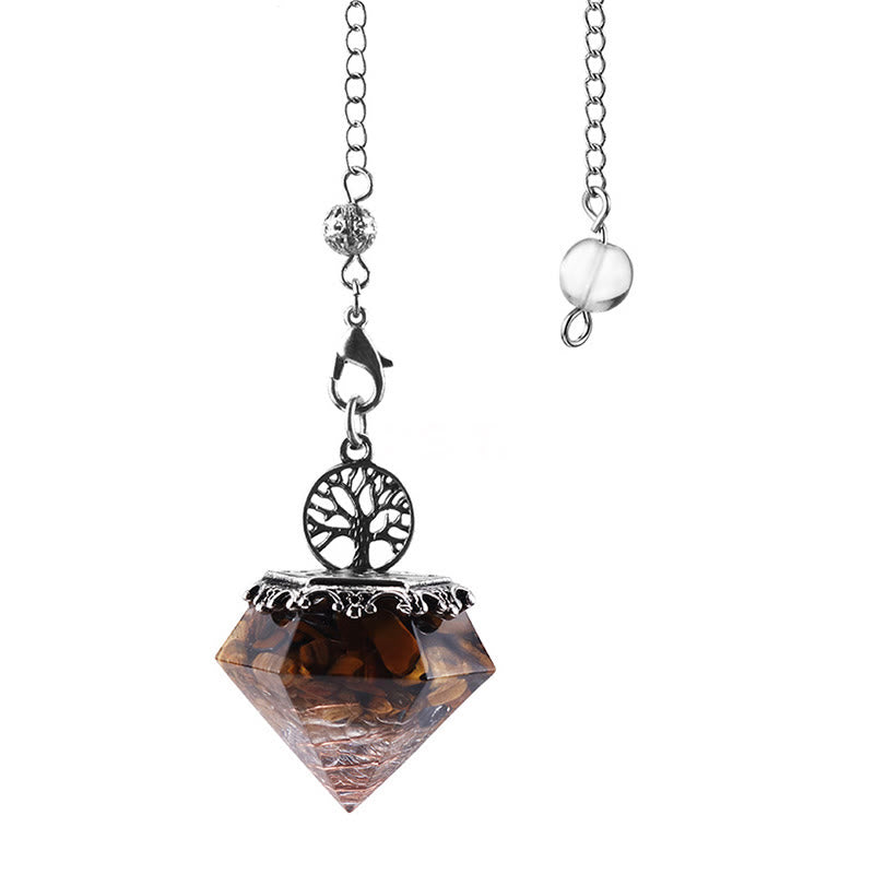 Olivenorma Natural Crystal Geometric Tree of Life Pendulum