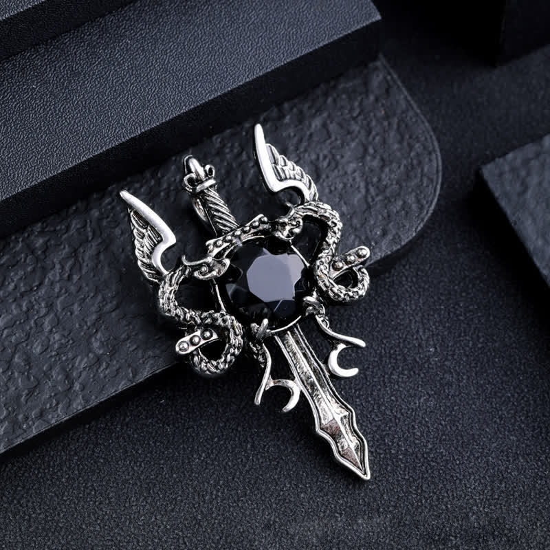 Olivenorma Natural Stone Flying Dragon Sword Pendant Necklace