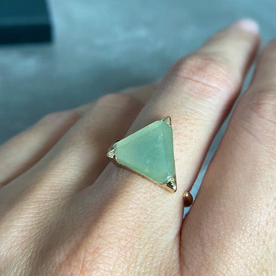 Olivenorma Triangle Green Aventurine Amethyst Ring