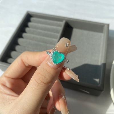 Olivenorma Heart Shape Paraiba Tourmaline Exquisite Ring