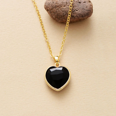 Olivenorma Natural Crystal Heart Shape Pendant Women Necklace