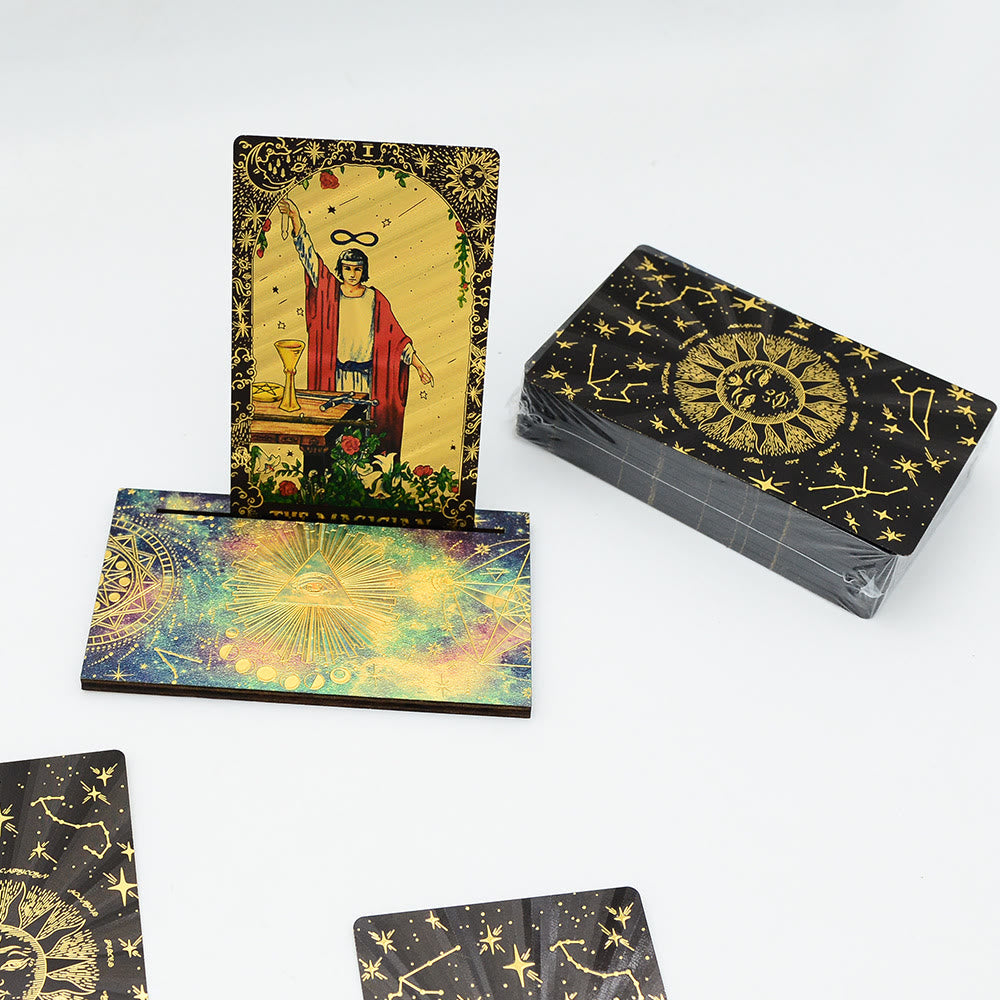 Olivenorma Black Gold Waite Foil Golden Tarot Deck Cards