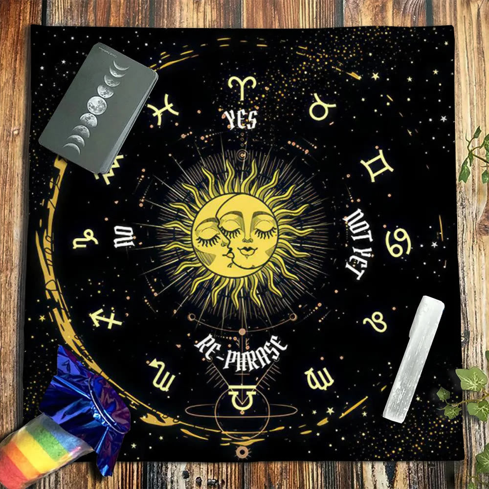 Olivenorma Starry Sun And Moon Zodiac Tarot Tablecloth