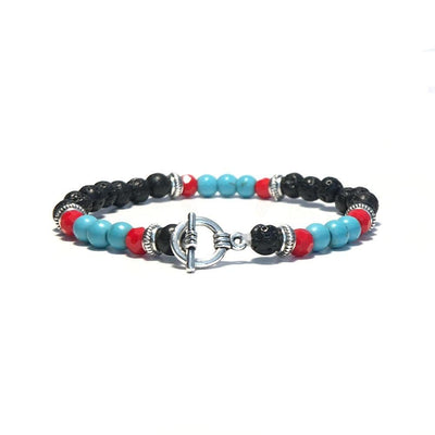 Olivenorma Men's Colorful Stone Beaded Braided Bracelet