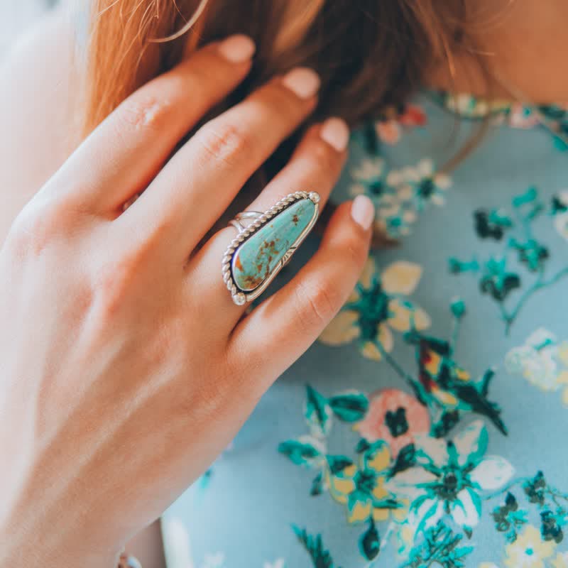 Olivenorma Bohemia Turquoise Geometric Drop Shape Ring