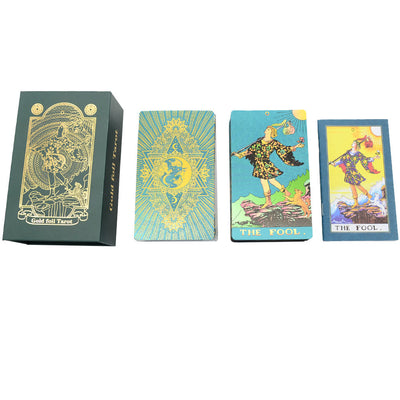 Olivenorma Green Blue Moon Gold Foil Tarot Cards