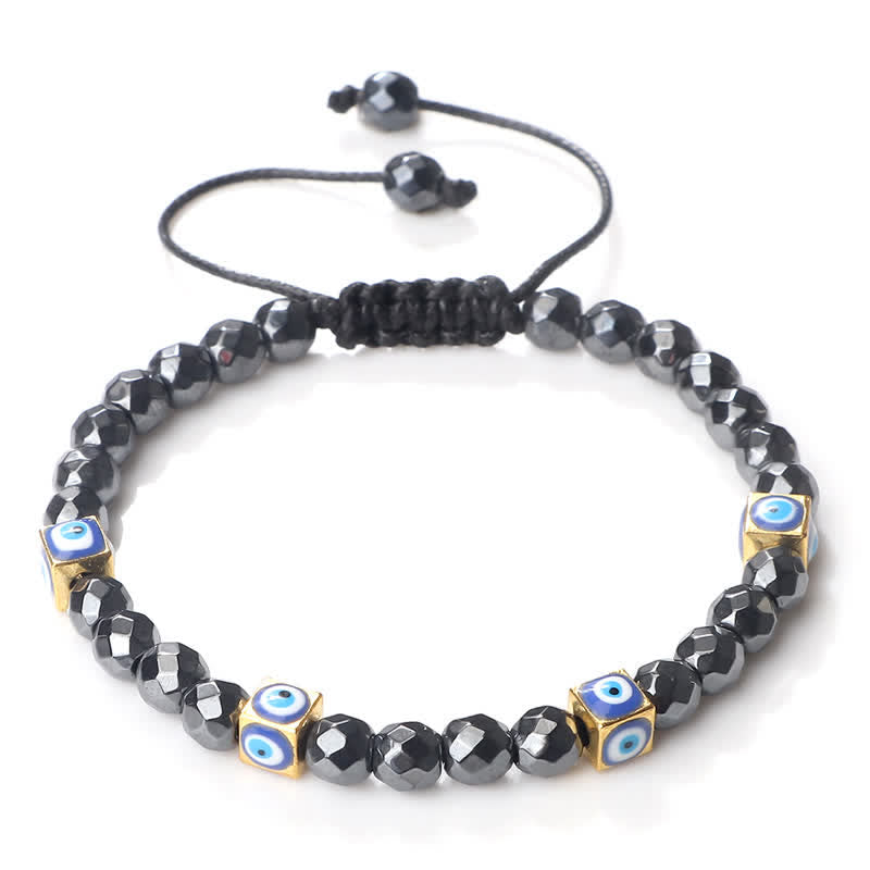 Olivenorma Natural Crystal Beaded Evil Eye Braided Bracelet