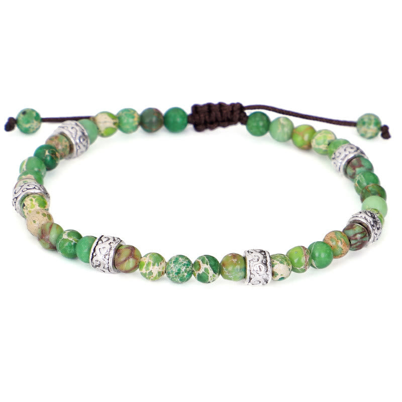 Olivenorma Natural Multicolor Imperial Stone Beaded Braided Bracelet