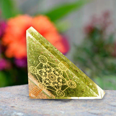 Olivenorma Peridot Metatron's Cube Orgone Pyramid