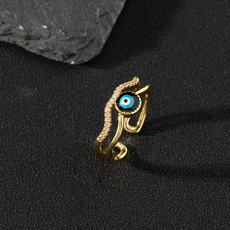 Olivenorma White Zircon Ring Evil Eye Adjustable Ring