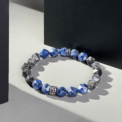 Olivenorma Men Geometric Facets Blue Sodalite Labradorite Beads Bracelet