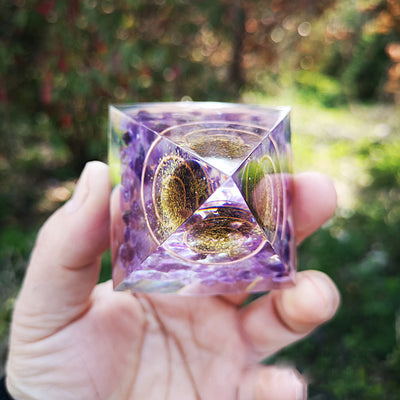 Olivenorma Amethyst Orgone Pyramid